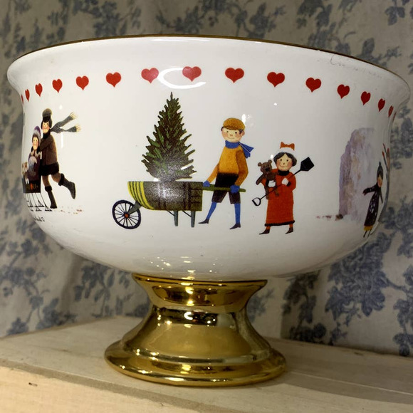 Vintage Teleflora Pedestal Vase by Charles Wysocki Christmas 2000 - Picture 3 of 7